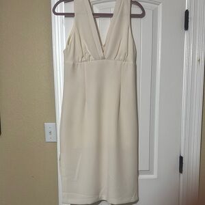 BCBGeneration Cream V-Neck Sleeveless Sheath Dress